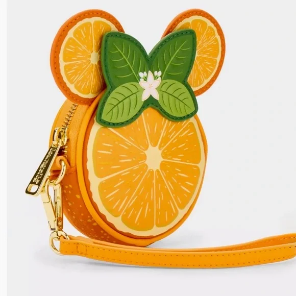 Orange Slice Wristlet Coin Purse with Leaf Accent - Picture 2 of 4